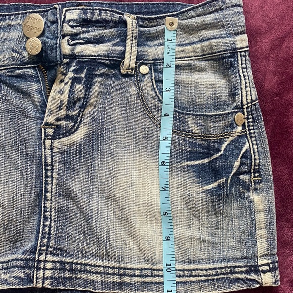 Sixty Nine Jean Denim Acid Wash Mini Skirt - Picture 3 of 5